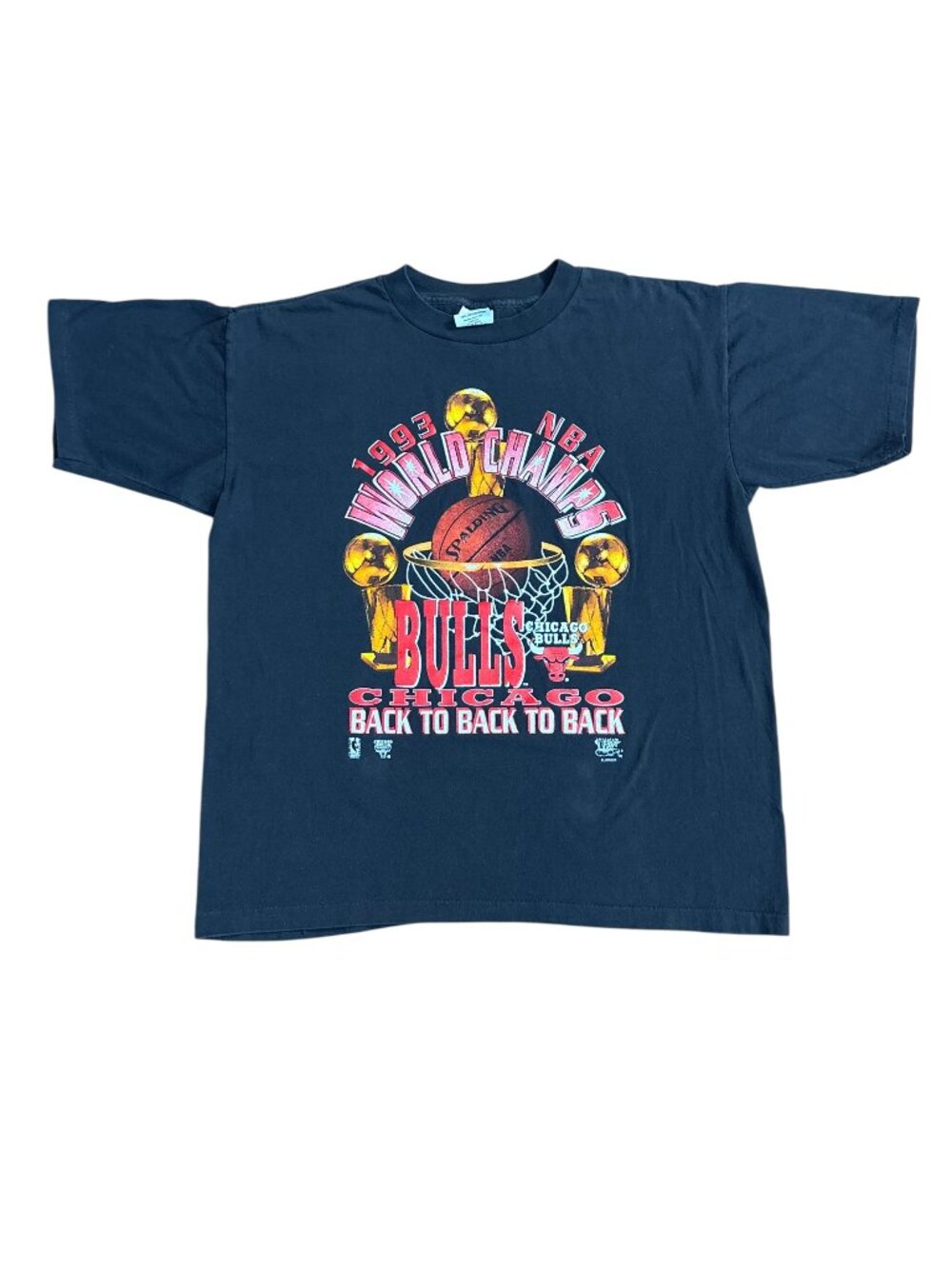 Chicago Bulls 1993 NBA World Champs Back to Back Vintage Official Fan Mens Large